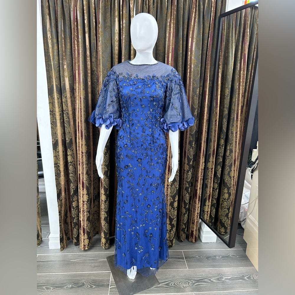 THEIA Gretchen Floral Appliqué & Sequin dress